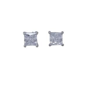Vintage Sterling Silver 925 Cubic Zirconia Square Stud Earrings